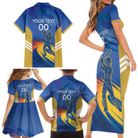 Custom Mumbai India Cricket Family Matching Short Sleeve Bodycon Dress and Hawaiian Shirt Go Champions