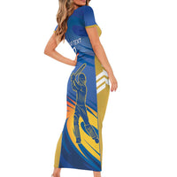 Custom Mumbai India Cricket Family Matching Short Sleeve Bodycon Dress and Hawaiian Shirt Go Champions