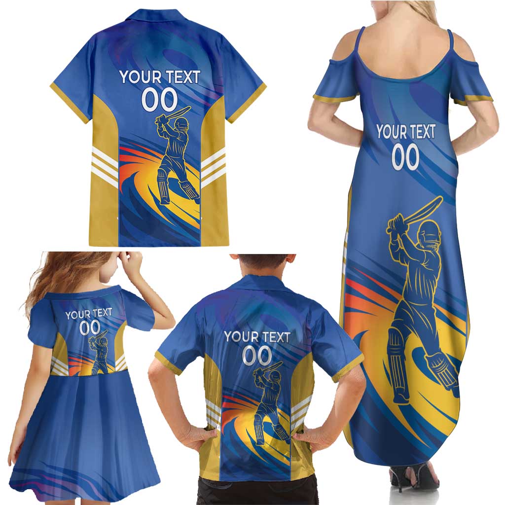Custom Mumbai India Cricket Family Matching Summer Maxi Dress and Hawaiian Shirt Go Champions