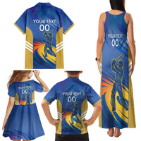 Custom Mumbai India Cricket Family Matching Tank Maxi Dress and Hawaiian Shirt Go Champions
