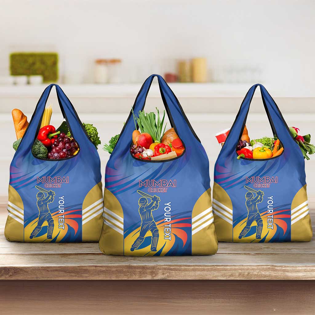 Custom Mumbai India Cricket Grocery Bag Go Champions