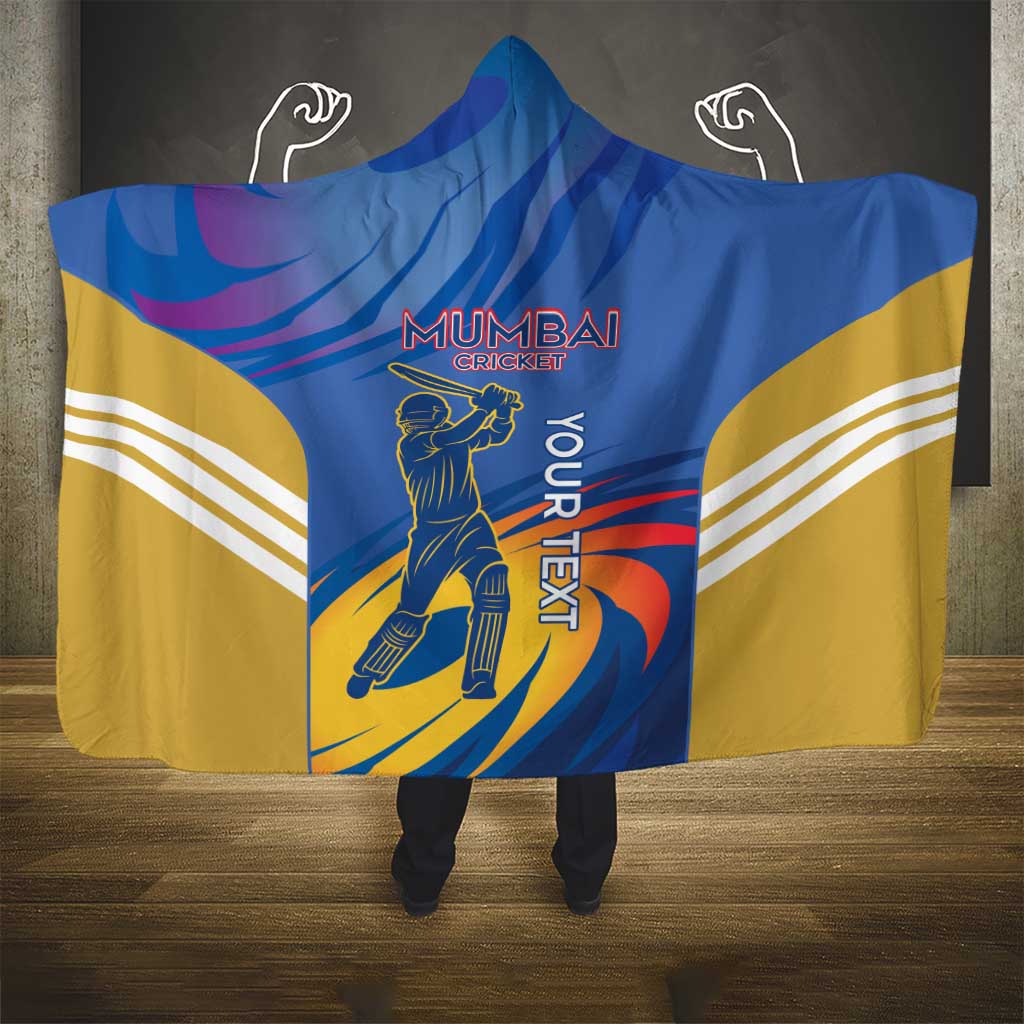 Custom Mumbai India Cricket Hooded Blanket Go Champions