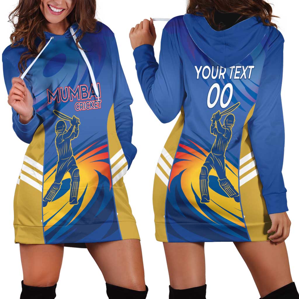 Custom Mumbai India Cricket Hoodie Dress Go Champions