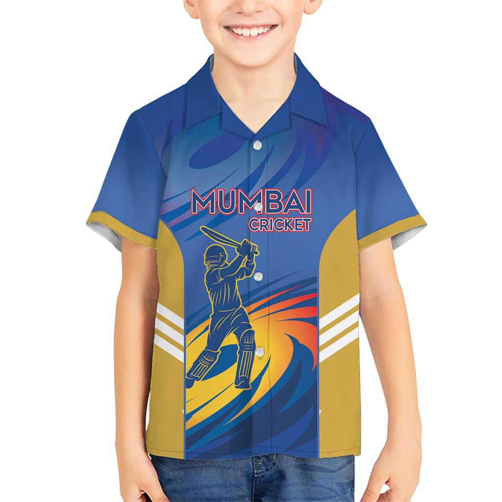 Custom Mumbai India Cricket Kid Hawaiian Shirt Go Champions