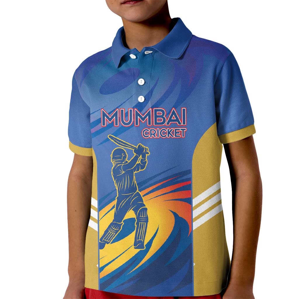 Custom Mumbai India Cricket Kid Polo Shirt Go Champions