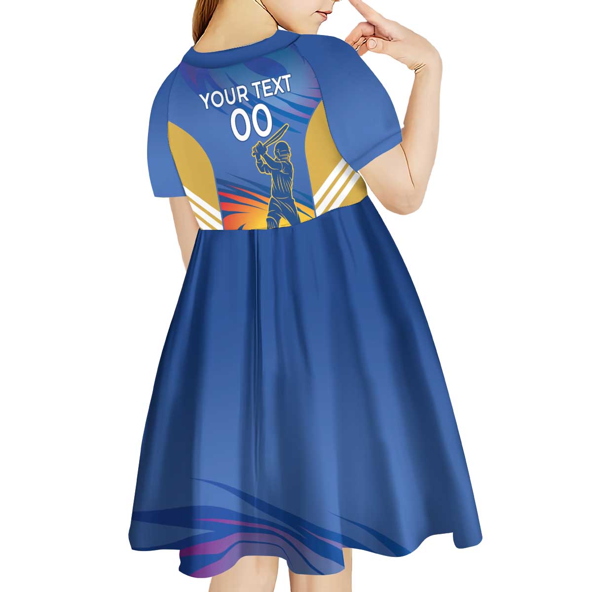 Custom Mumbai India Cricket Kid Short Sleeve Dress Go Champions
