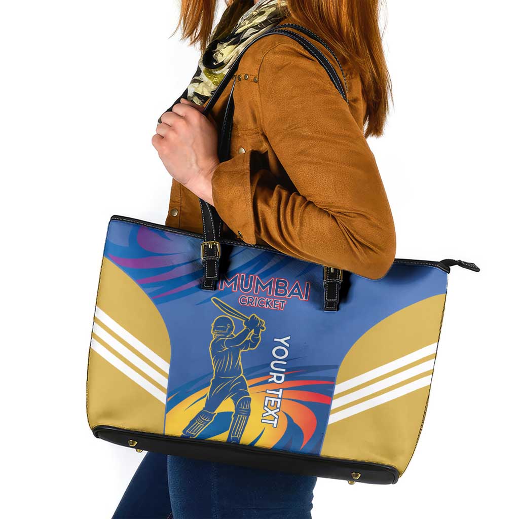 Custom Mumbai India Cricket Leather Tote Bag Go Champions