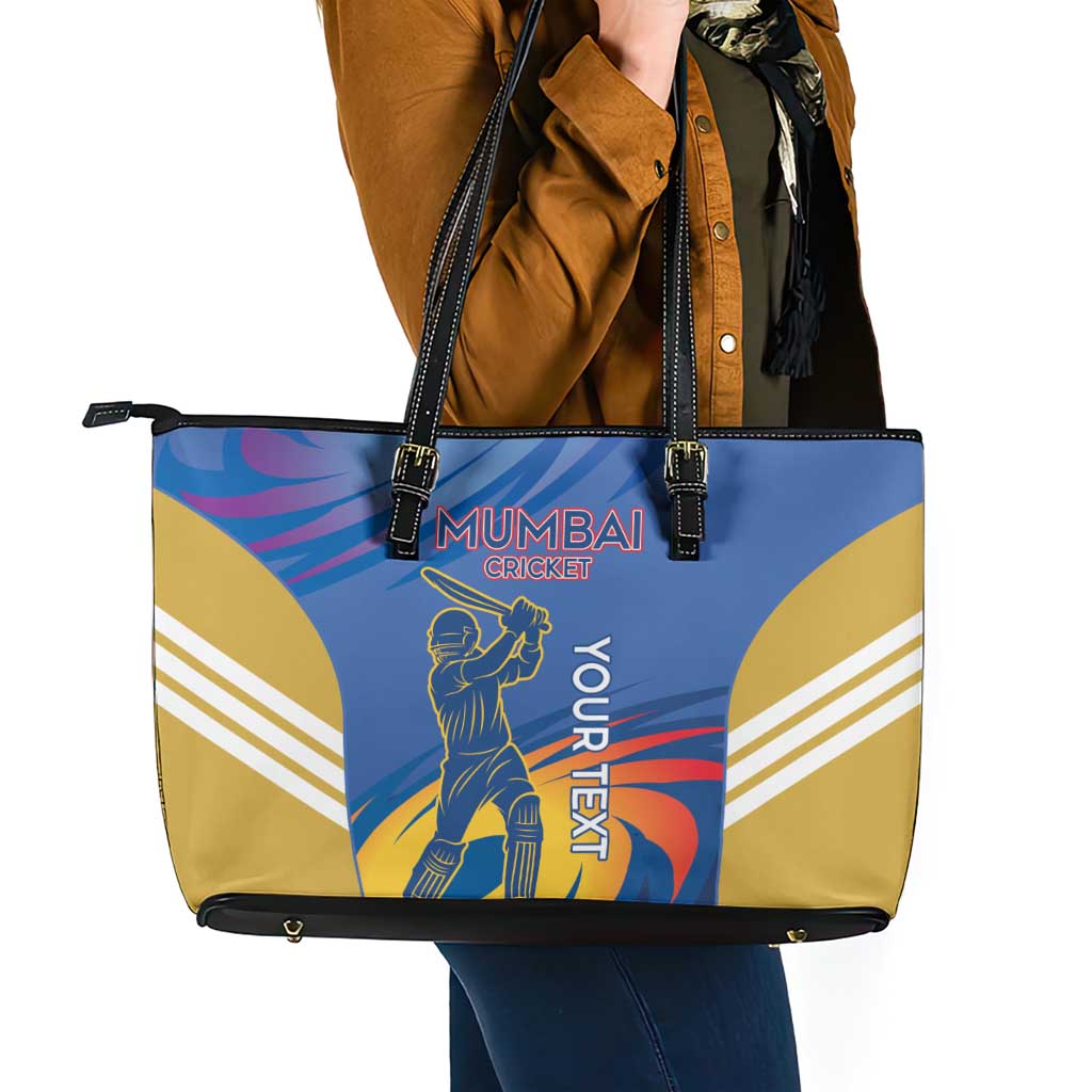 Custom Mumbai India Cricket Leather Tote Bag Go Champions