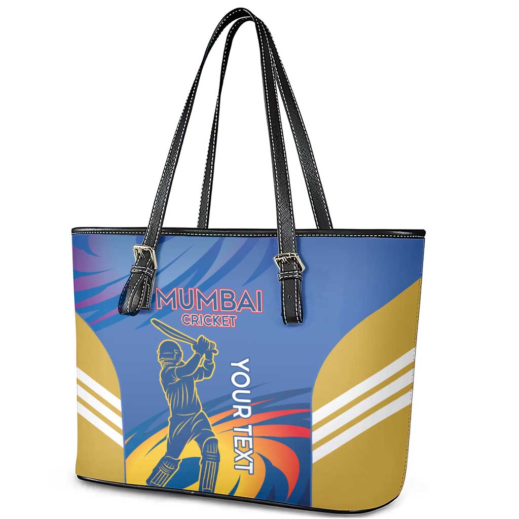 Custom Mumbai India Cricket Leather Tote Bag Go Champions