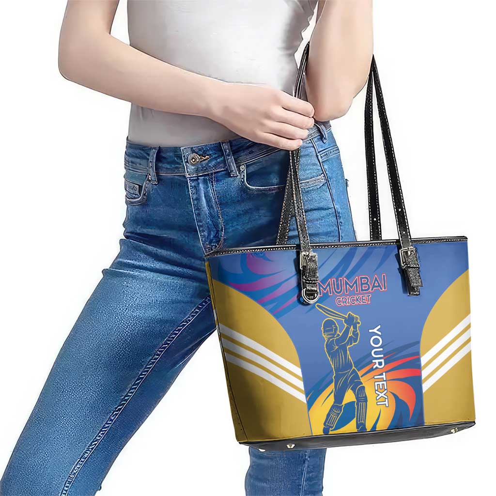 Custom Mumbai India Cricket Leather Tote Bag Go Champions