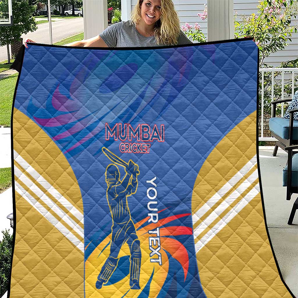 Custom Mumbai India Cricket Quilt Go Champions