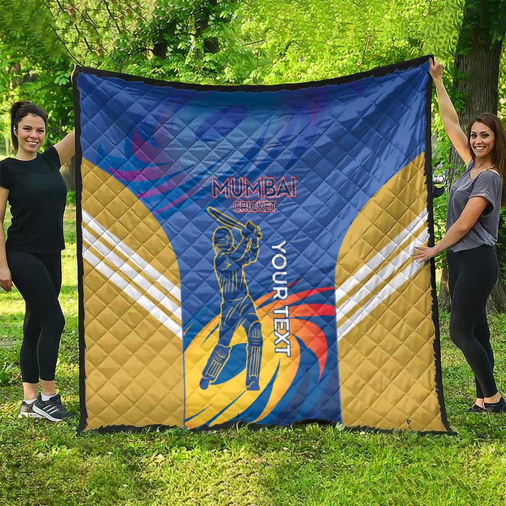 Custom Mumbai India Cricket Quilt Go Champions