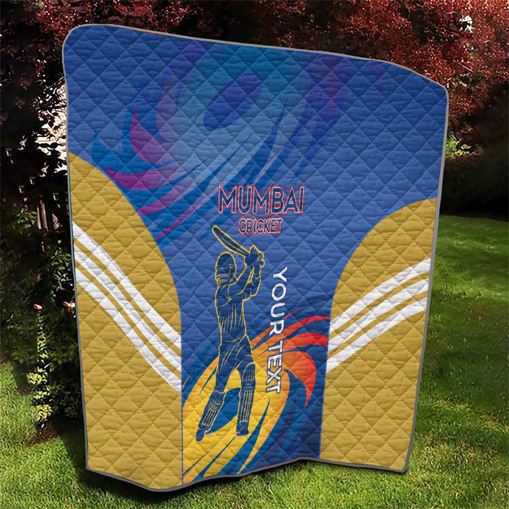 Custom Mumbai India Cricket Quilt Go Champions