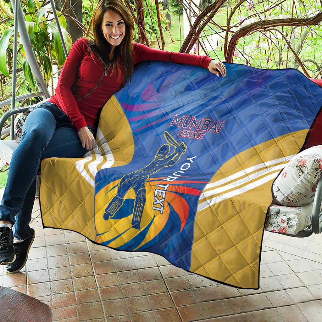 Custom Mumbai India Cricket Quilt Go Champions