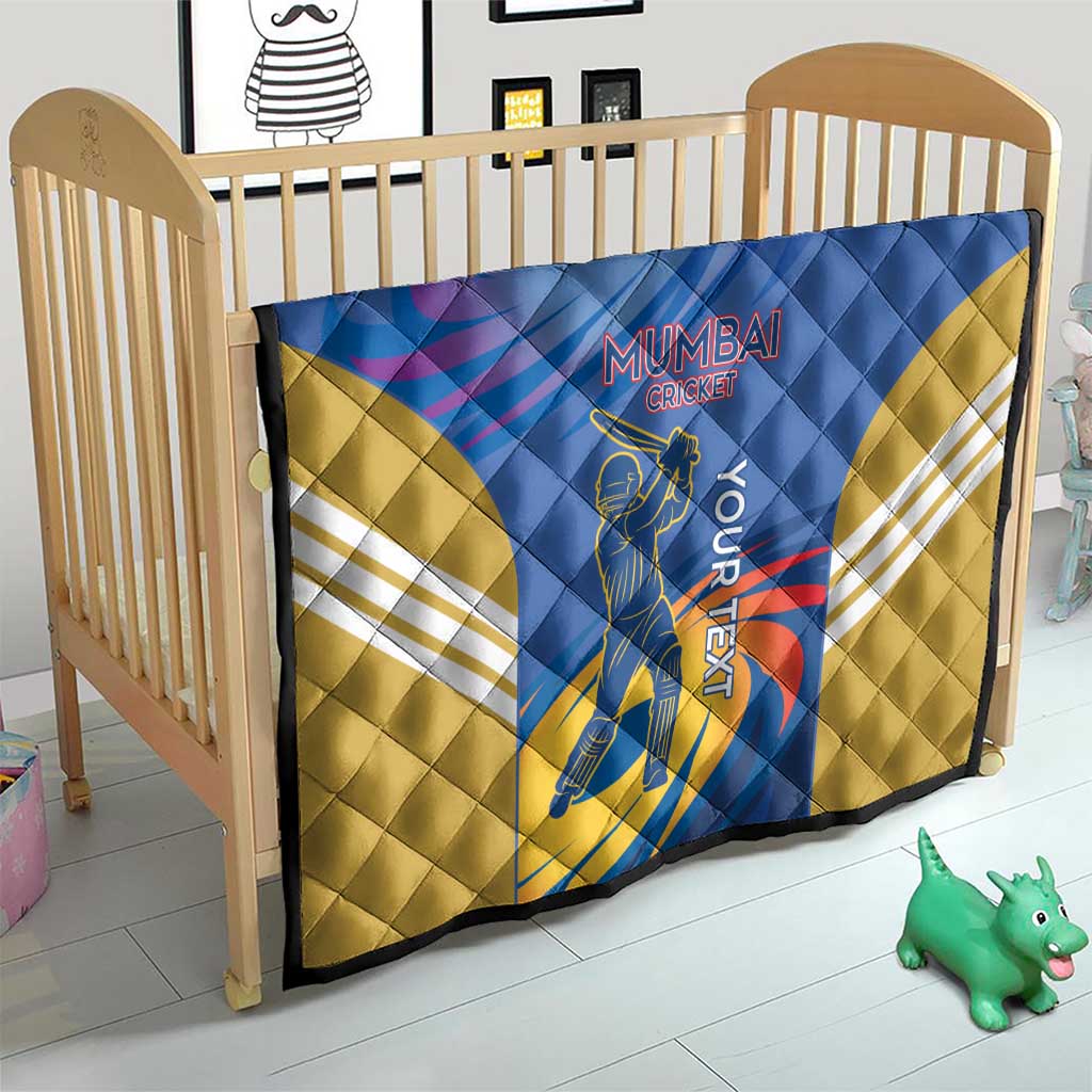 Custom Mumbai India Cricket Quilt Go Champions