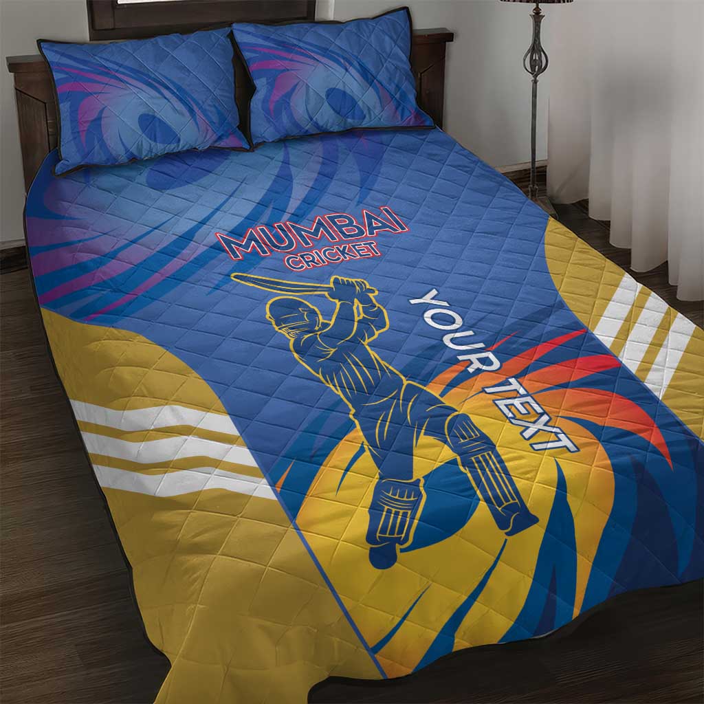 Custom Mumbai India Cricket Quilt Bed Set Go Champions