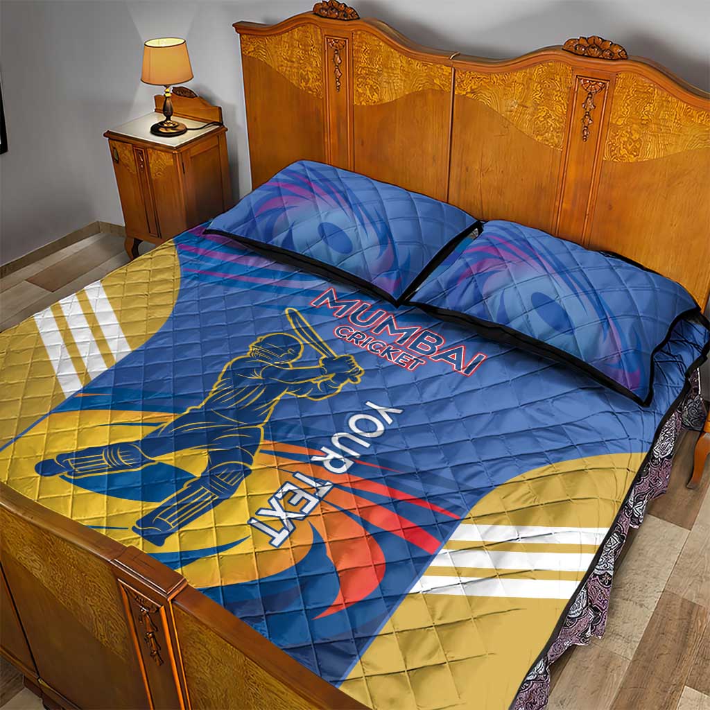 Custom Mumbai India Cricket Quilt Bed Set Go Champions