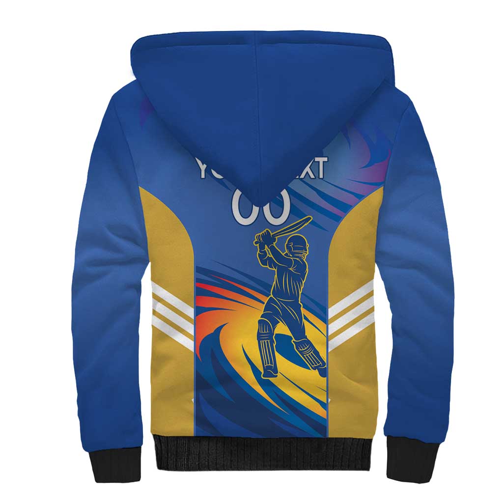 Custom Mumbai India Cricket Sherpa Hoodie Go Champions