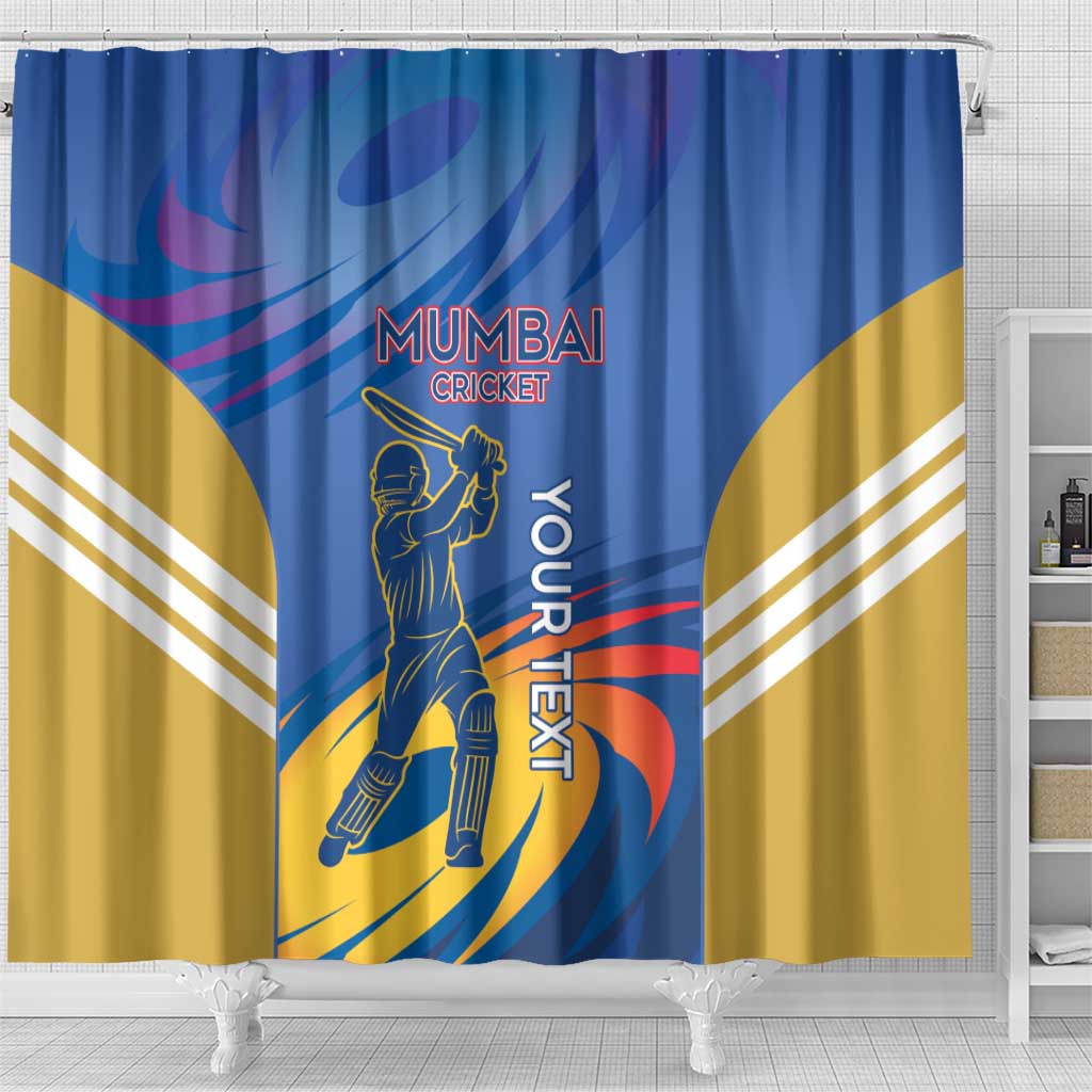Custom Mumbai India Cricket Shower Curtain Go Champions