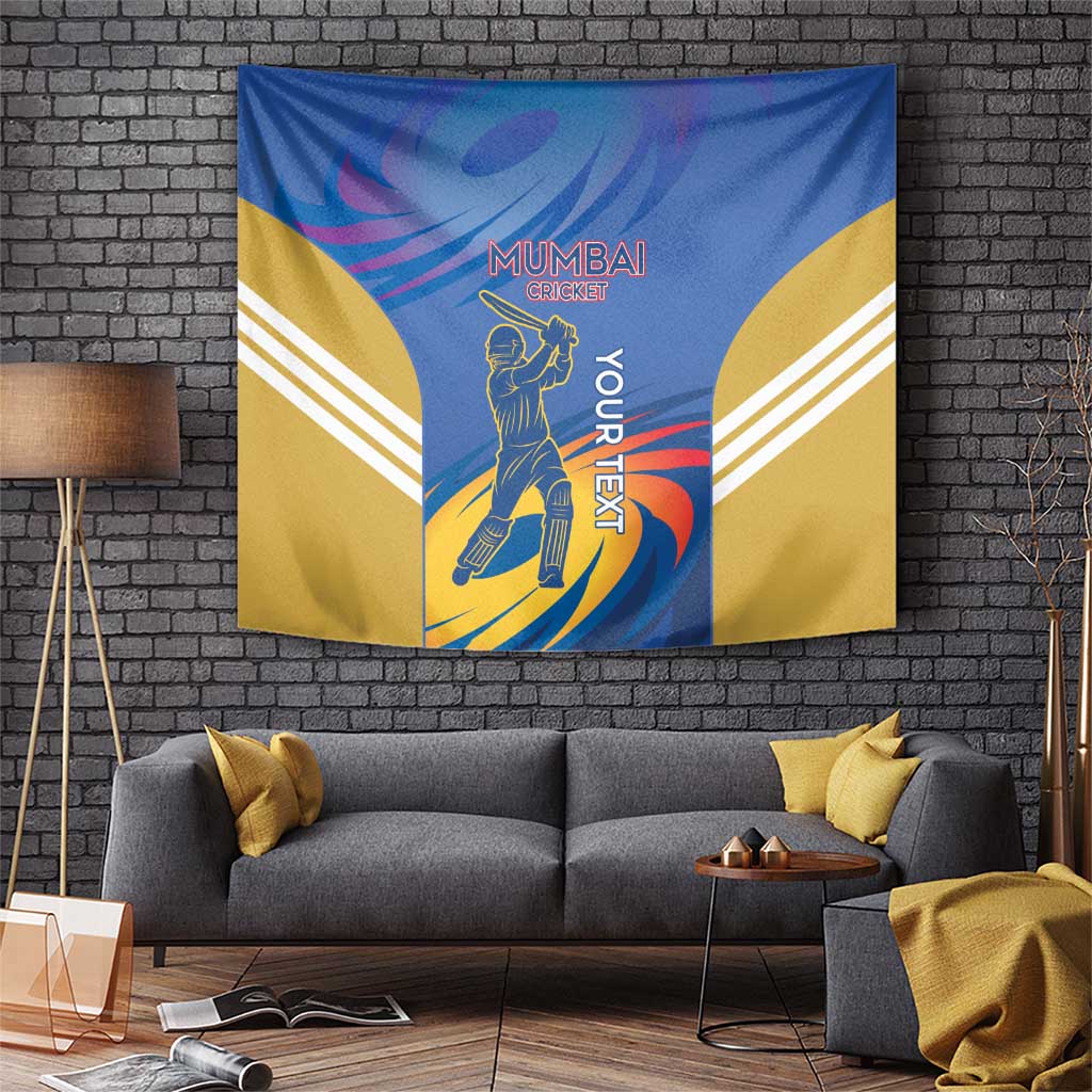 Custom Mumbai India Cricket Tapestry Go Champions