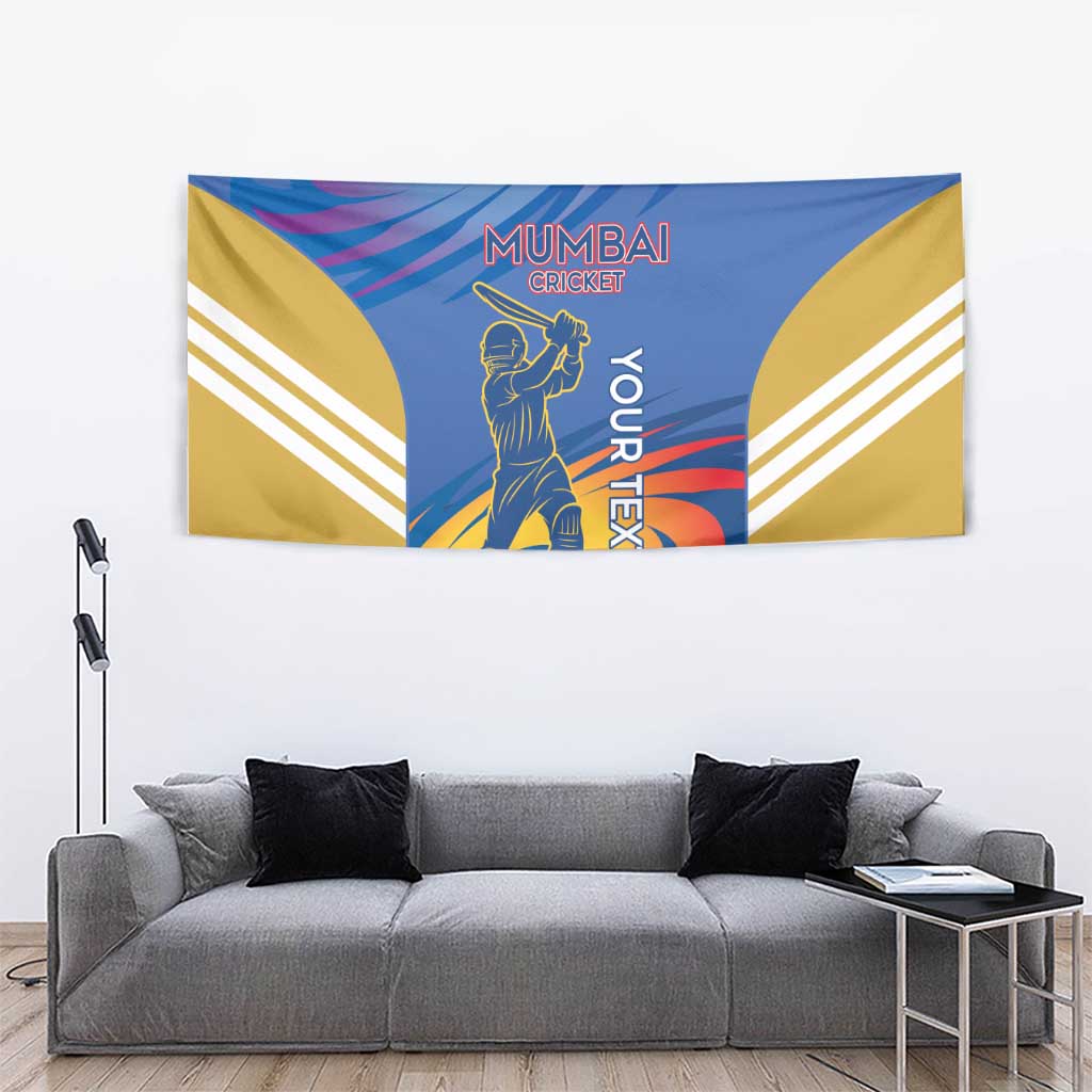 Custom Mumbai India Cricket Tapestry Go Champions