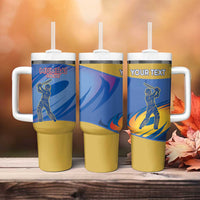 Custom Mumbai India Cricket Tumbler With Handle Go Champions