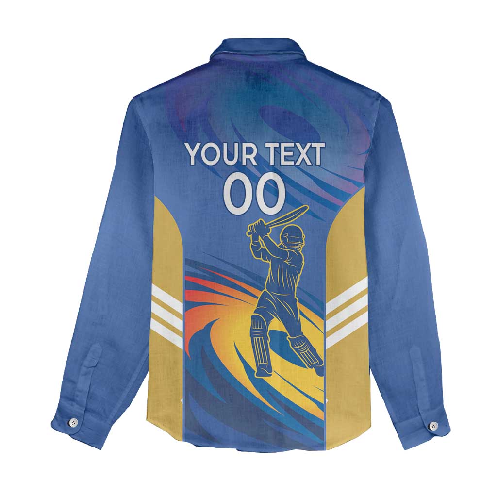 Custom Mumbai India Cricket Women Casual Shirt Go Champions