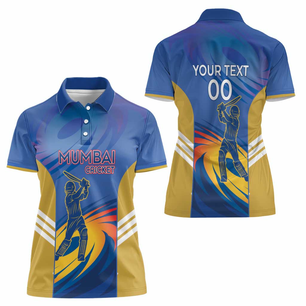 Custom Mumbai India Cricket Women Polo Shirt Go Champions
