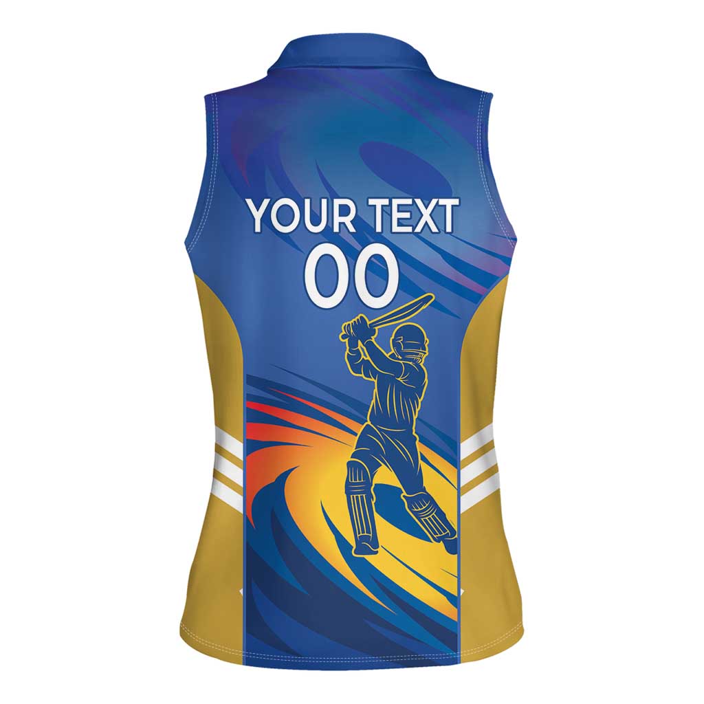 Custom Mumbai India Cricket Women Sleeveless Polo Shirt Go Champions