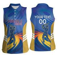 Custom Mumbai India Cricket Women Sleeveless Polo Shirt Go Champions