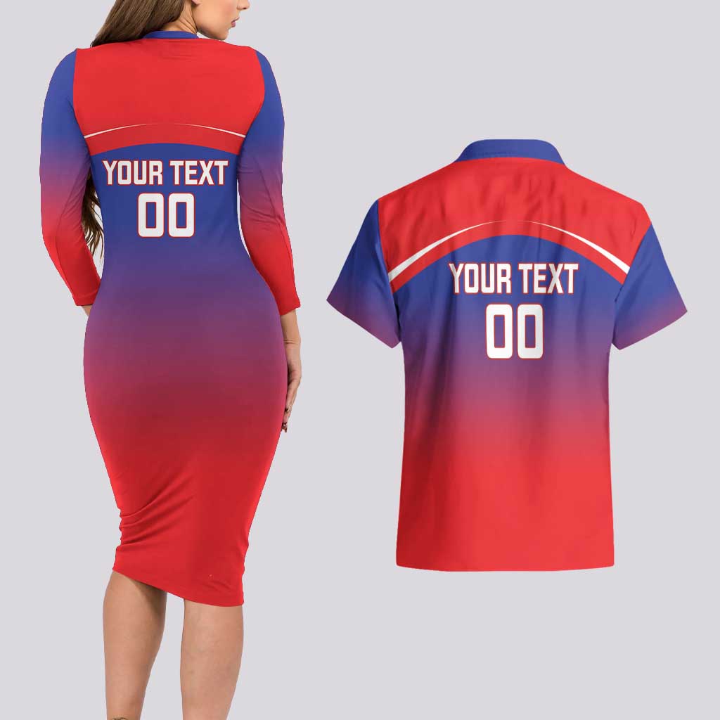 Custom Bengaluru India Cricket Couples Matching Long Sleeve Bodycon Dress and Hawaiian Shirt Go Champions