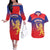 Custom Bengaluru India Cricket Couples Matching Off The Shoulder Long Sleeve Dress and Hawaiian Shirt Go Champions