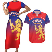 Custom Bengaluru India Cricket Couples Matching Short Sleeve Bodycon Dress and Hawaiian Shirt Go Champions