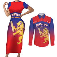 Custom Bengaluru India Cricket Couples Matching Short Sleeve Bodycon Dress and Long Sleeve Button Shirt Go Champions