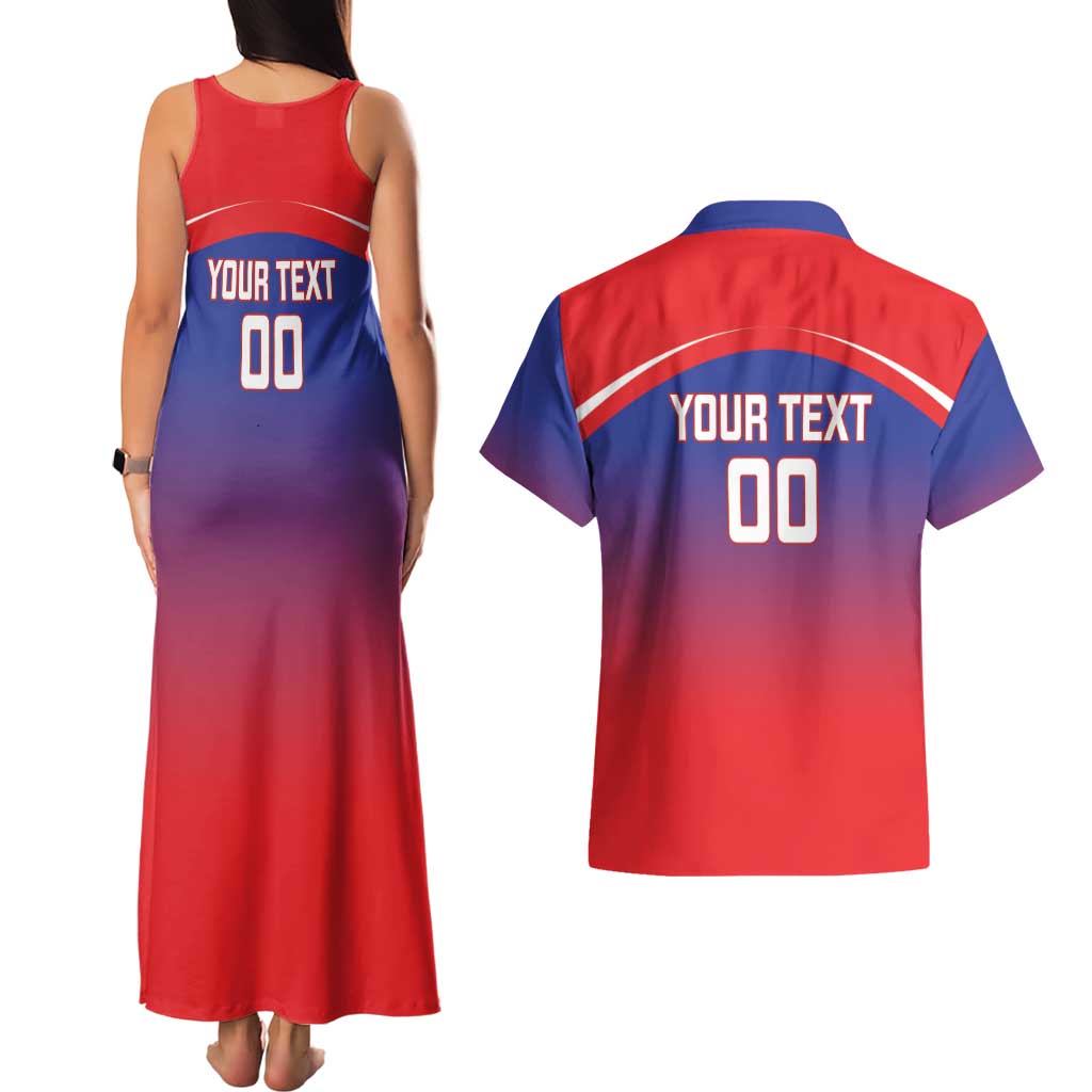 Custom Bengaluru India Cricket Couples Matching Tank Maxi Dress and Hawaiian Shirt Go Champions