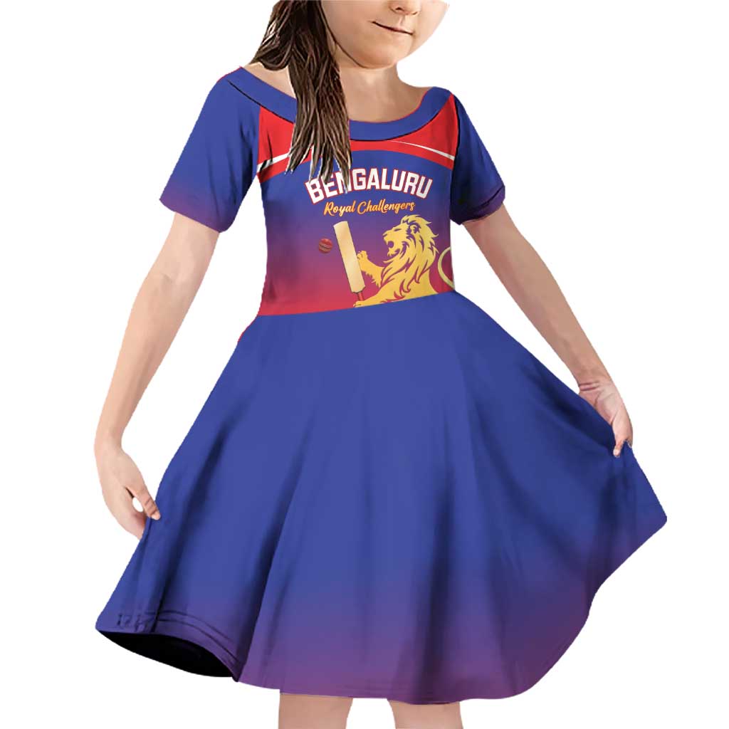 Custom Bengaluru India Cricket Family Matching Off Shoulder Short Dress and Hawaiian Shirt Go Champions