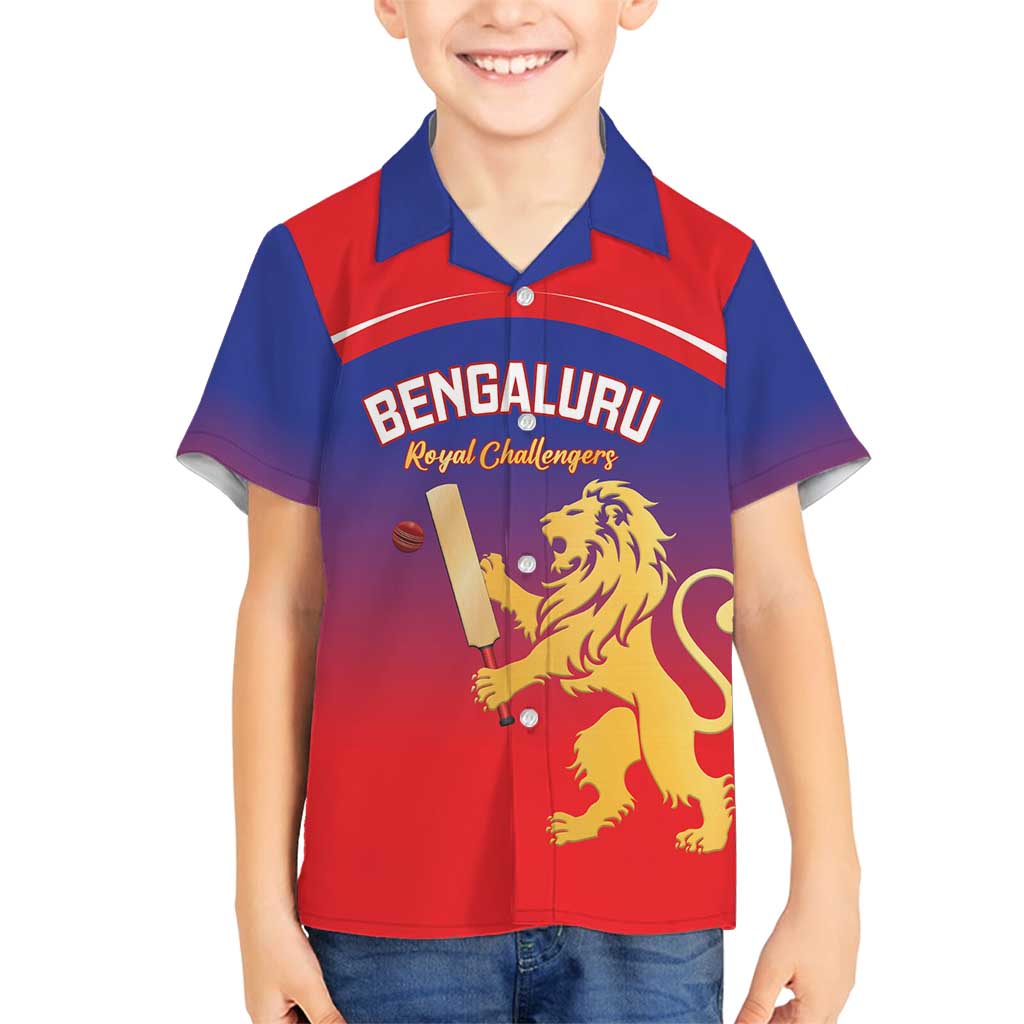 Custom Bengaluru India Cricket Family Matching Off Shoulder Short Dress and Hawaiian Shirt Go Champions