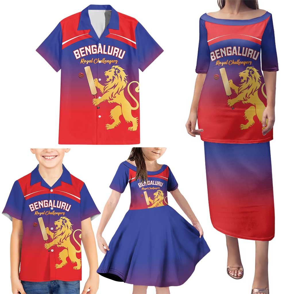 Custom Bengaluru India Cricket Family Matching Puletasi and Hawaiian Shirt Go Champions