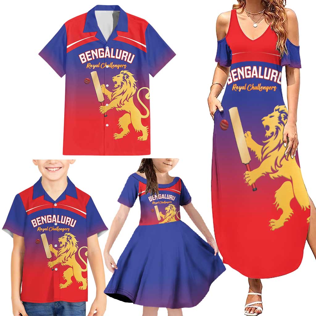 Custom Bengaluru India Cricket Family Matching Summer Maxi Dress and Hawaiian Shirt Go Champions