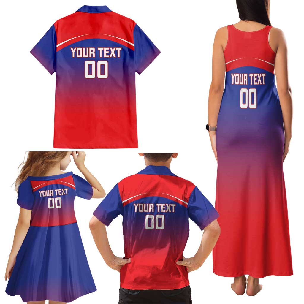Custom Bengaluru India Cricket Family Matching Tank Maxi Dress and Hawaiian Shirt Go Champions