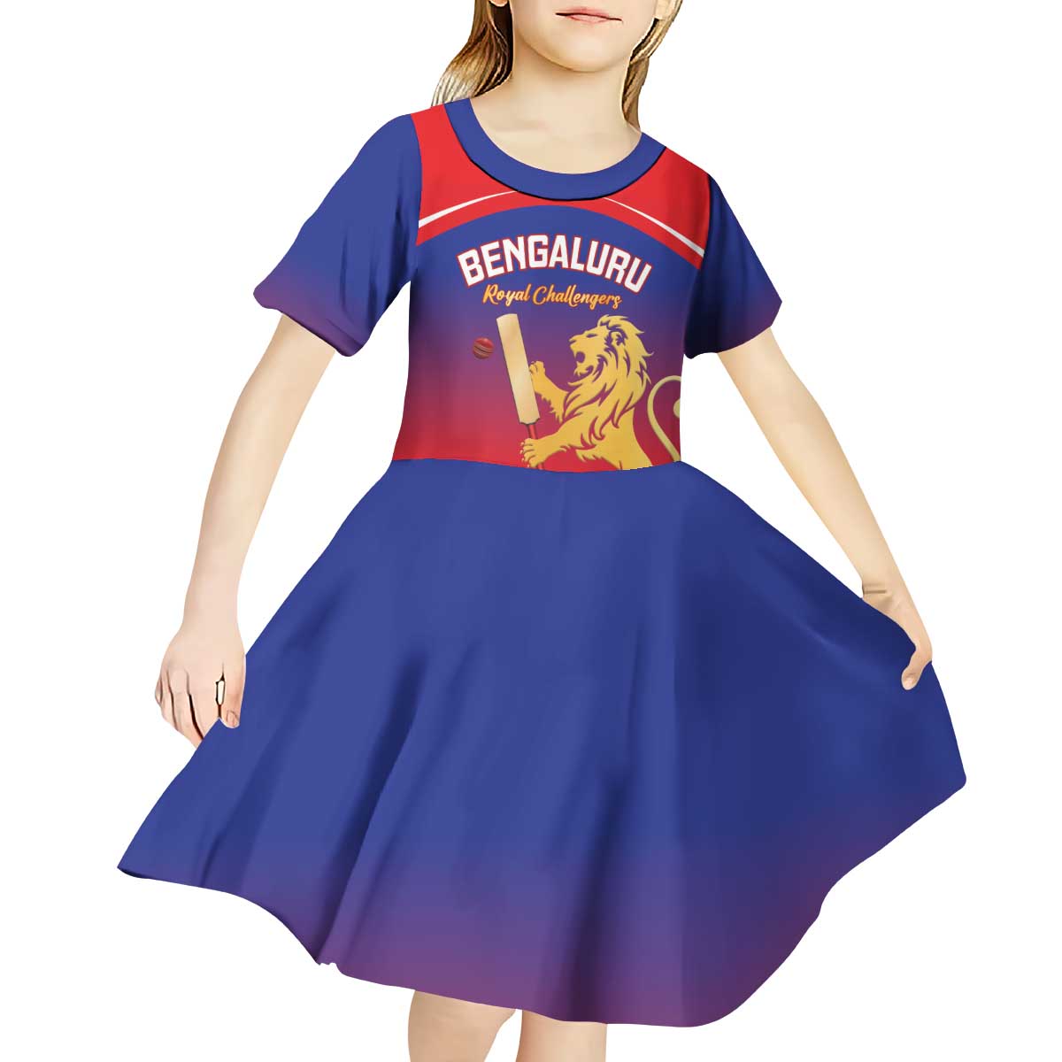 Custom Bengaluru India Cricket Kid Short Sleeve Dress Go Champions