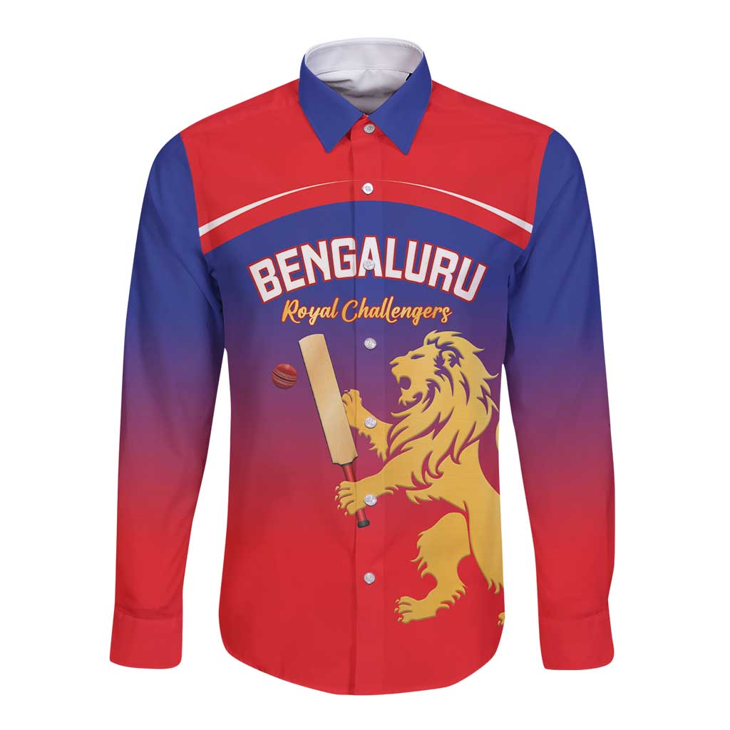 Custom Bengaluru India Cricket Long Sleeve Button Shirt Go Champions