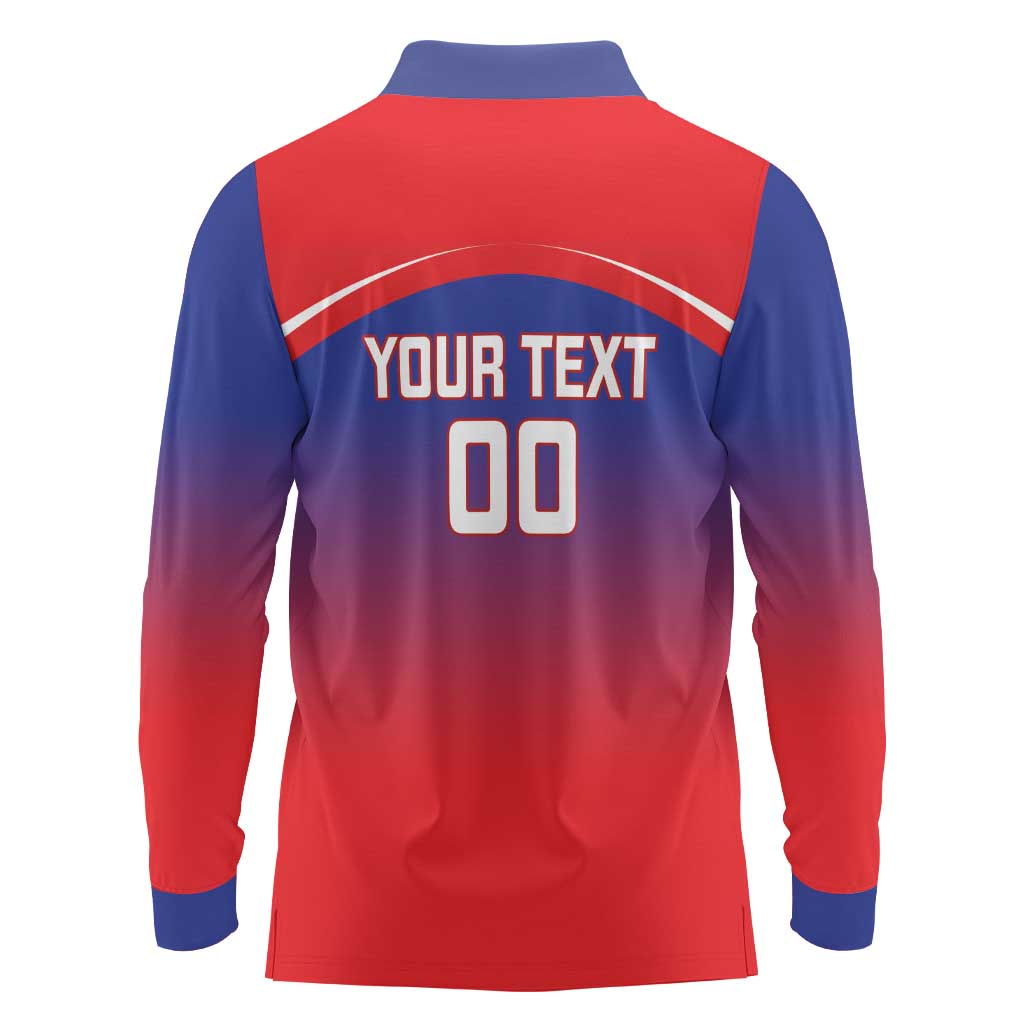 Custom Bengaluru India Cricket Long Sleeve Polo Shirt Go Champions