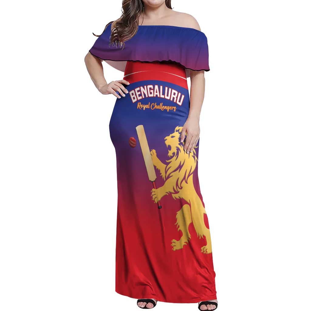 Custom Bengaluru India Cricket Off Shoulder Maxi Dress Go Champions