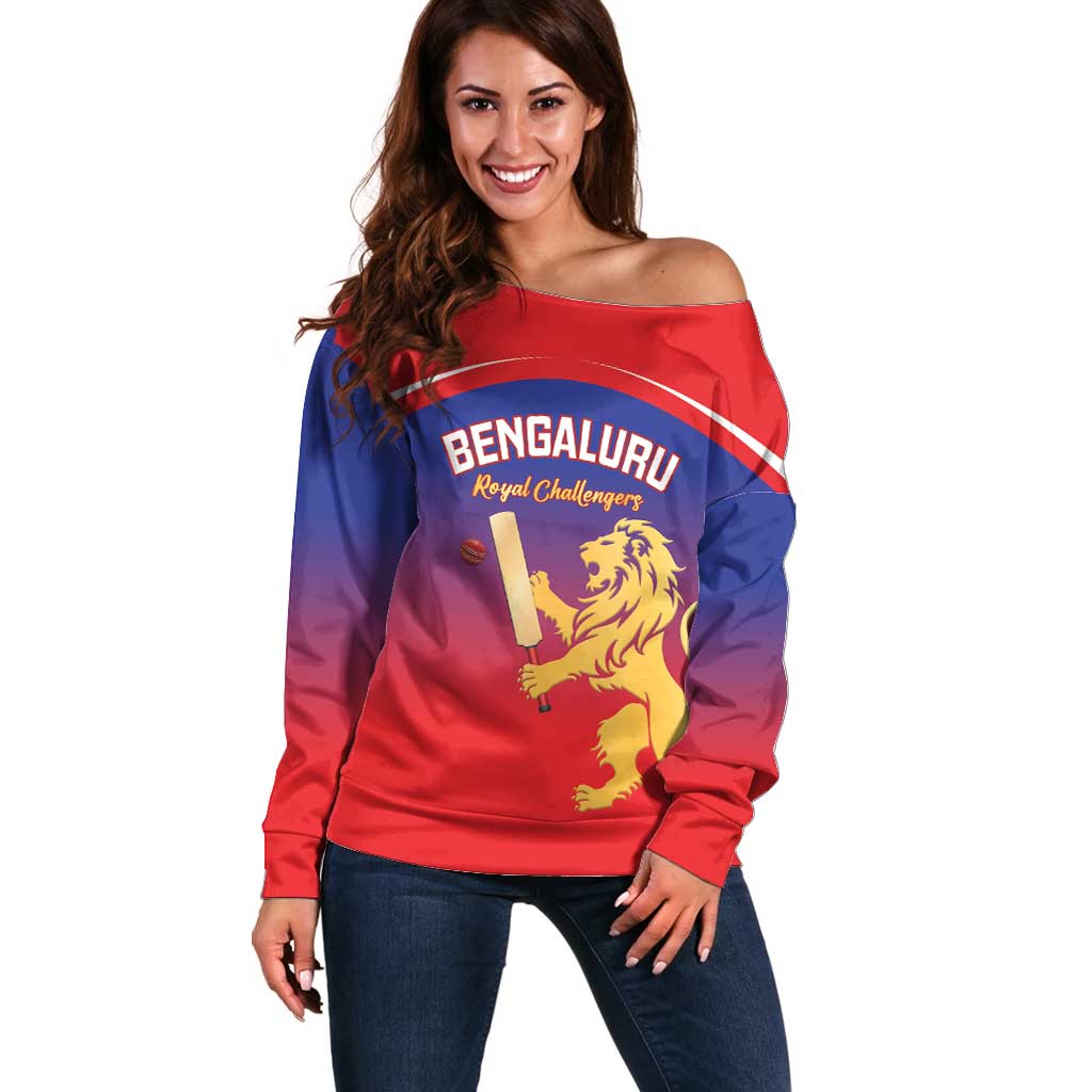 Custom Bengaluru India Cricket Off Shoulder Sweater Go Champions