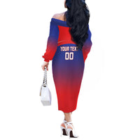 Custom Bengaluru India Cricket Off The Shoulder Long Sleeve Dress Go Champions