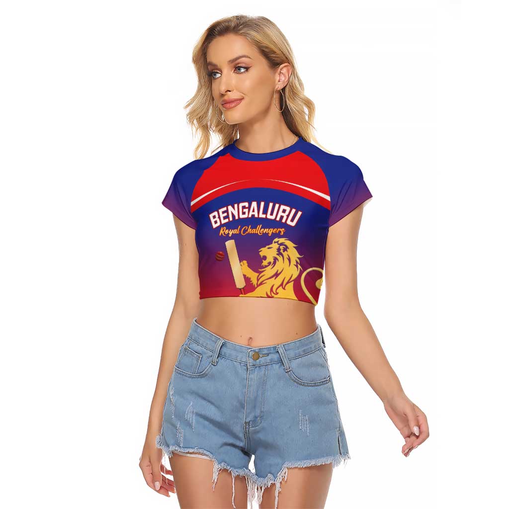 Custom Bengaluru India Cricket Raglan Cropped T Shirt Go Champions