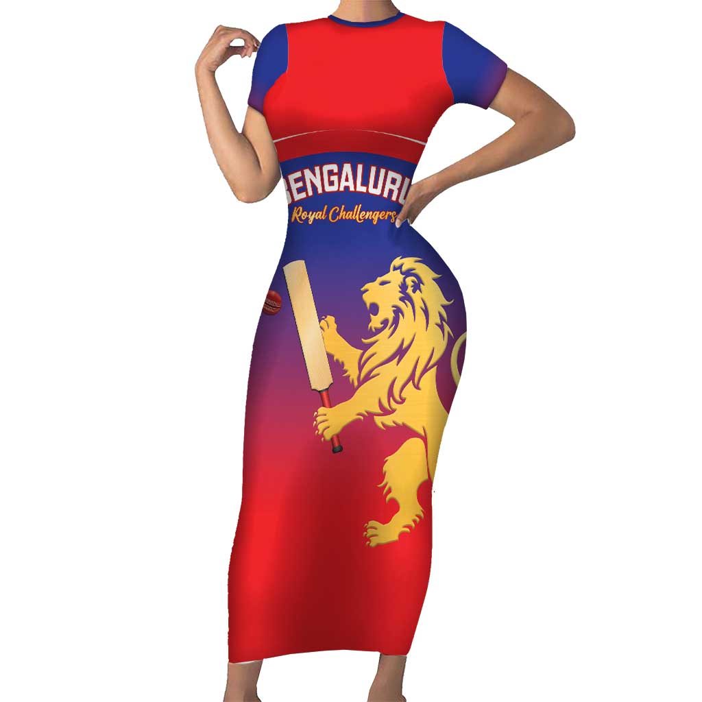 Custom Bengaluru India Cricket Short Sleeve Bodycon Dress Go Champions