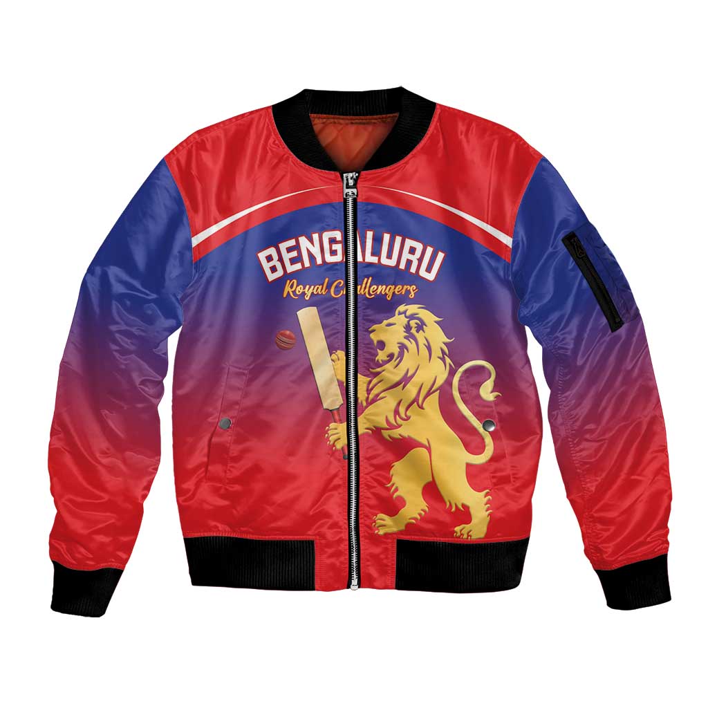 Custom Bengaluru India Cricket Sleeve Zip Bomber Jacket Go Champions