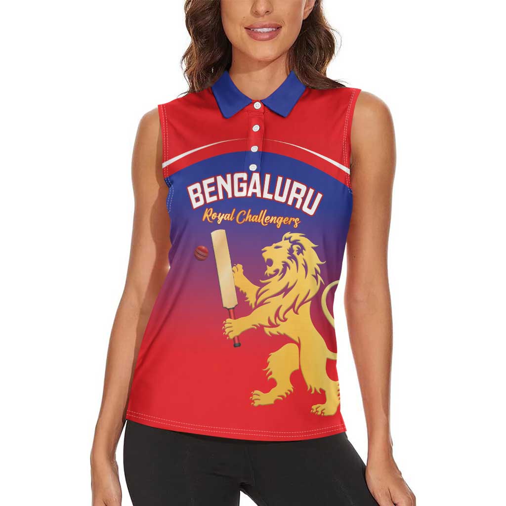 Custom Bengaluru India Cricket Women Sleeveless Polo Shirt Go Champions